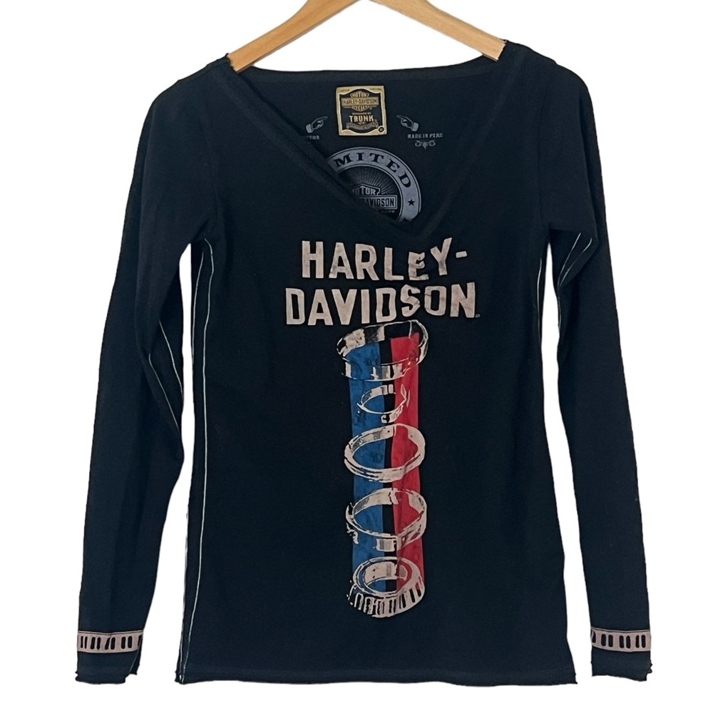 Harley Davidson | Limited Edition long sleeve tee shirt asymmetric v-nec…